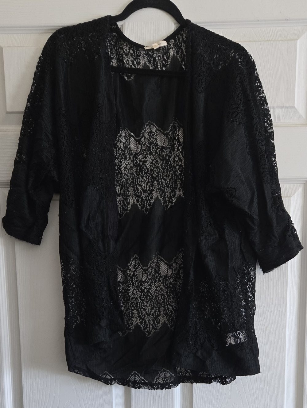 Maurices Black Lace Kimono-Style Open Cardigan